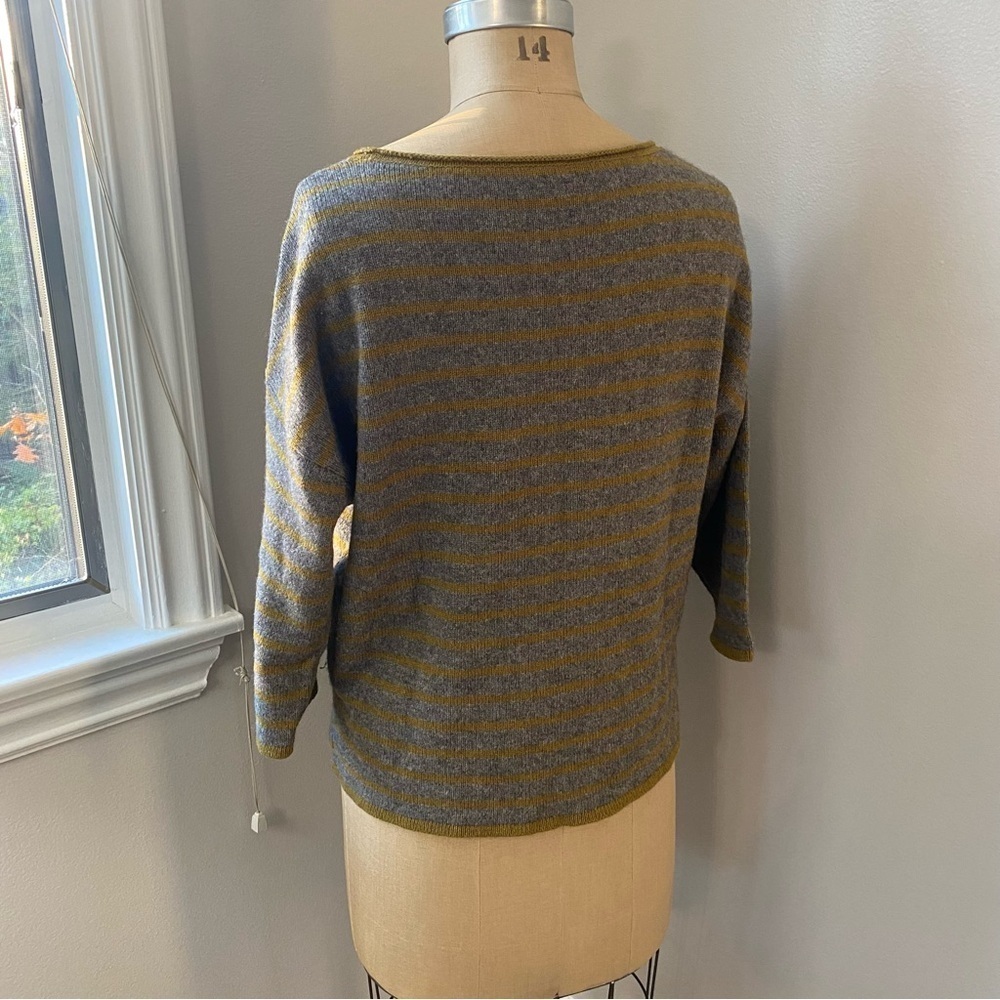 Eileen Fisher Women’s Yak & Lambswool Yellow Green & Gray Boxy Sweater Sz M - Picture 8 of 15